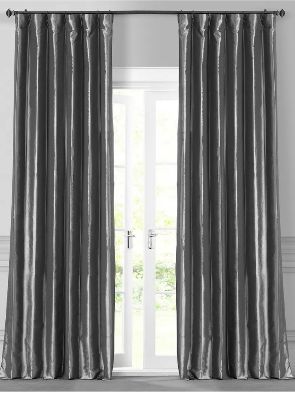 Faux Silk Taffeta Curtain Panels Graphite (2)